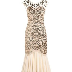 NWT gold  Gatsby gown sz 4/6